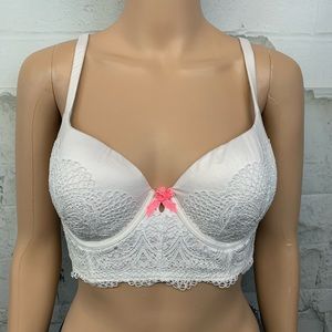 Victoria's Secret White Lace Bra with Pink Accent